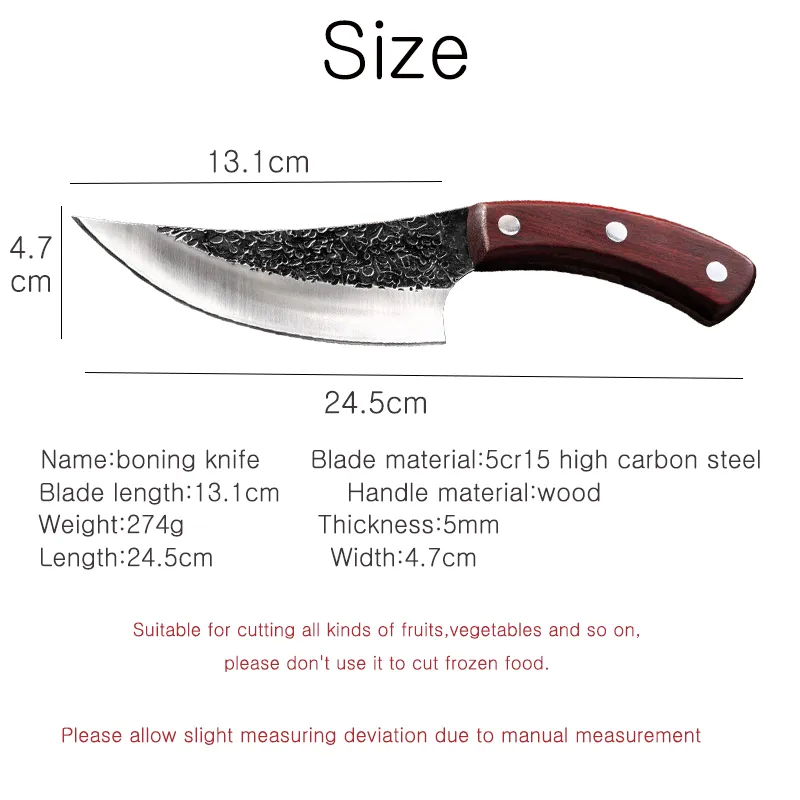 Chef de cozinha artesanal forjado aço de alto carbono Lnife Sharp Cleaver Slice Sonding Paring Lnife ao ar livre Camping Lnife Cooking Tool Wi321E