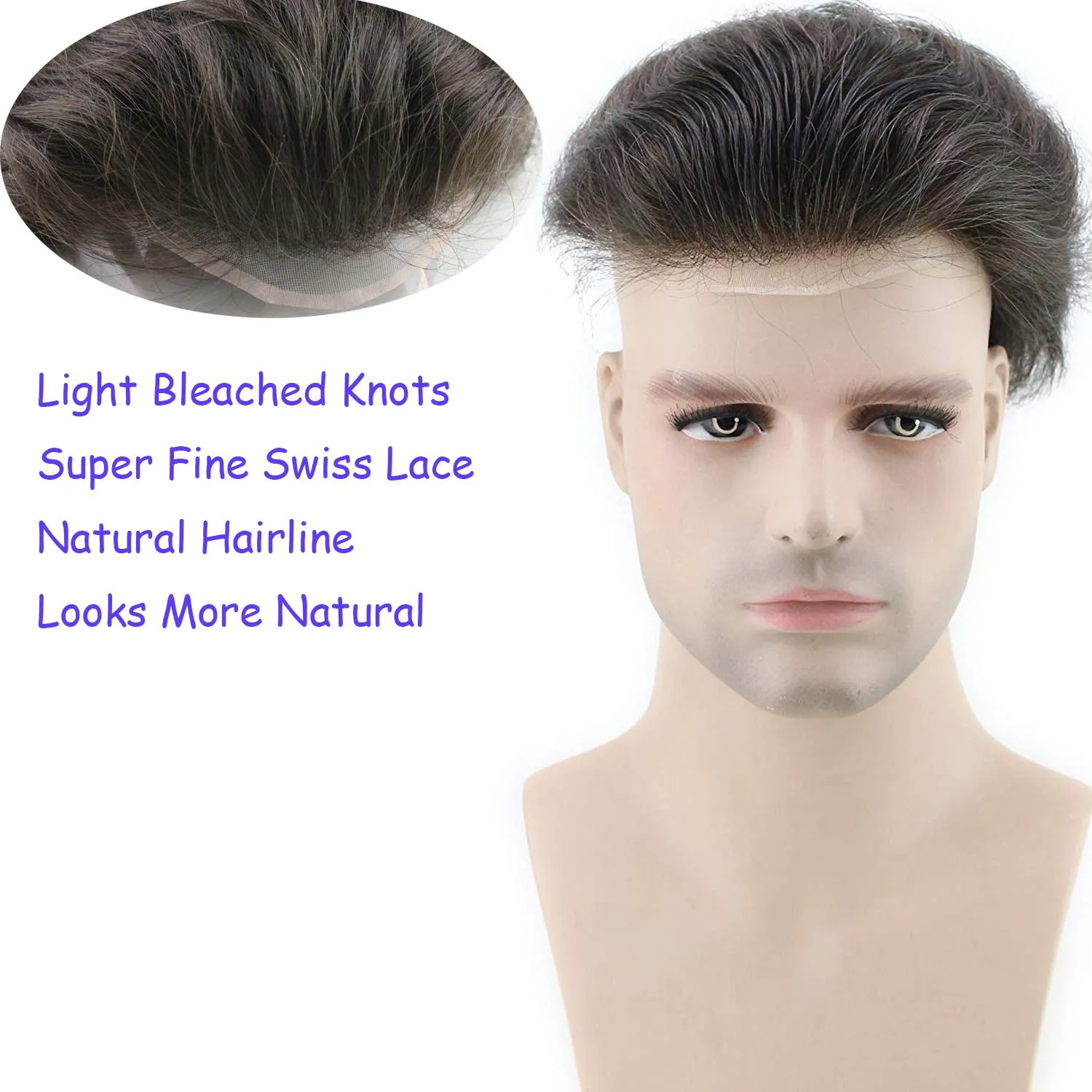 Men Toupee Langlebige Haarstück Mono Man Hair System Ersatz Europäische 8A Remy Human Hair Perücke für Männer 10quotx8quot1204751