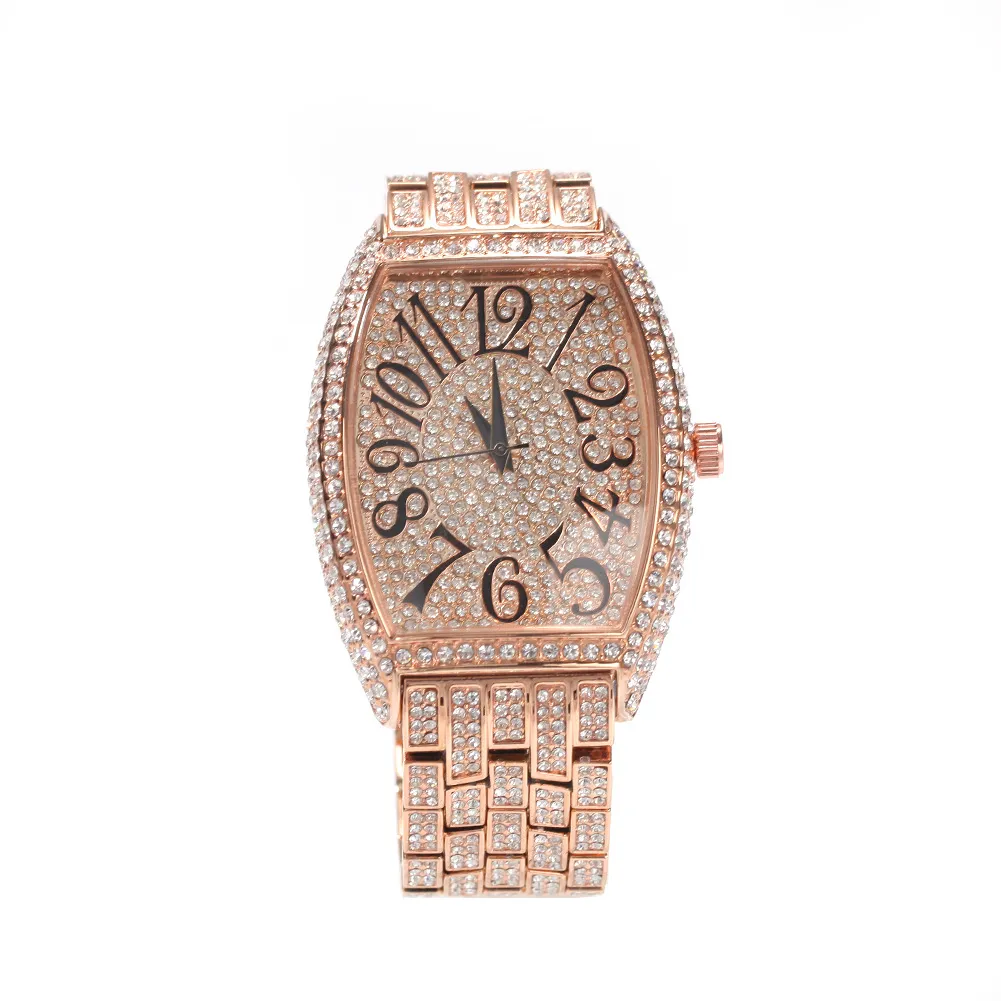 Neuester HipHop -Stil Uhren Mode Diamant Big Wine Fass Zifferblatt Full Male Watch Leisure Jewellerys Uhren2722