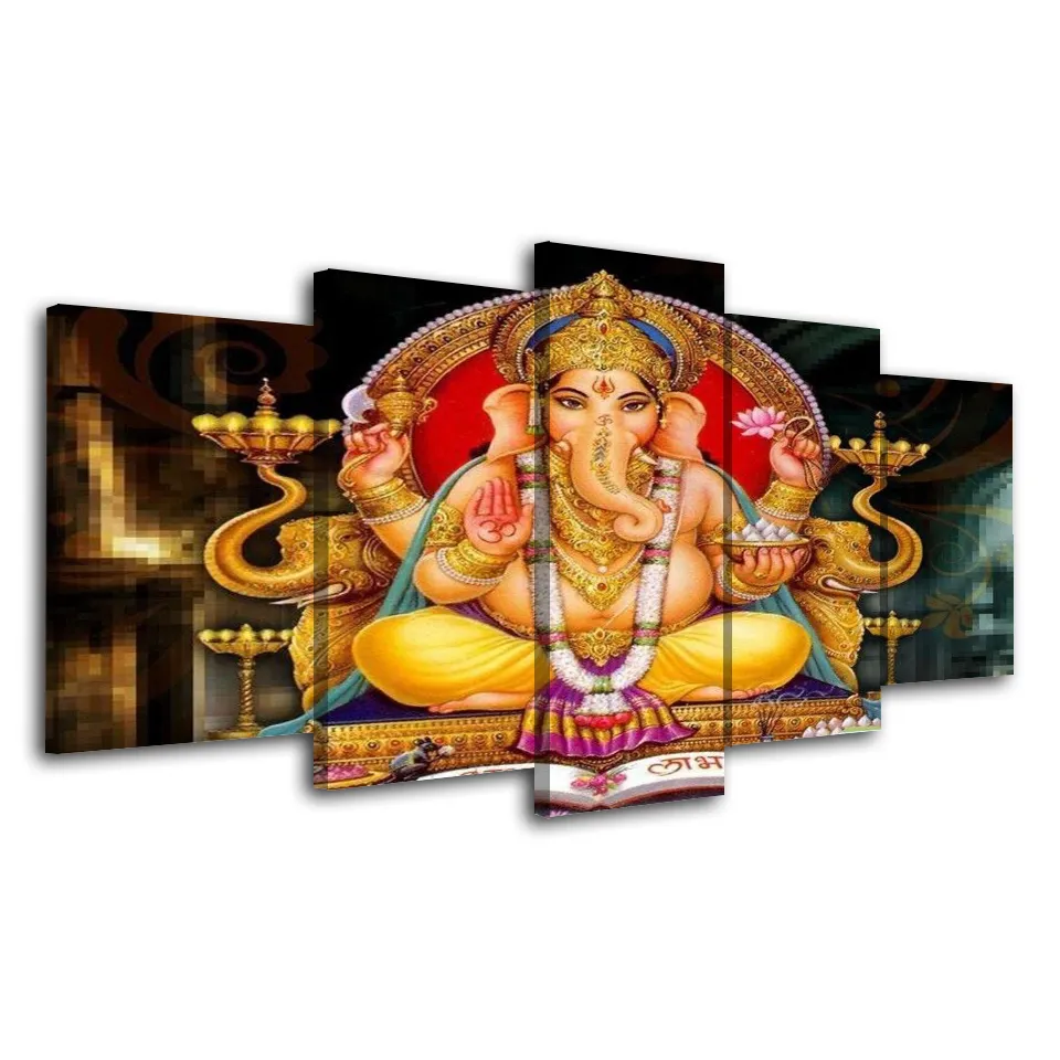 5 stycke heminredning Buda målning cuadros hindu gud affischer canvas bild tryckt cuadros dekorativ väggkonst för vardagsrum7696184