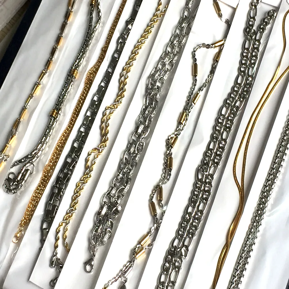 Collier en acier inoxydable pour hommes et femmes, 10 pièces, de bijoux à la mode, chaînes en argent et or, haute qualité 2131