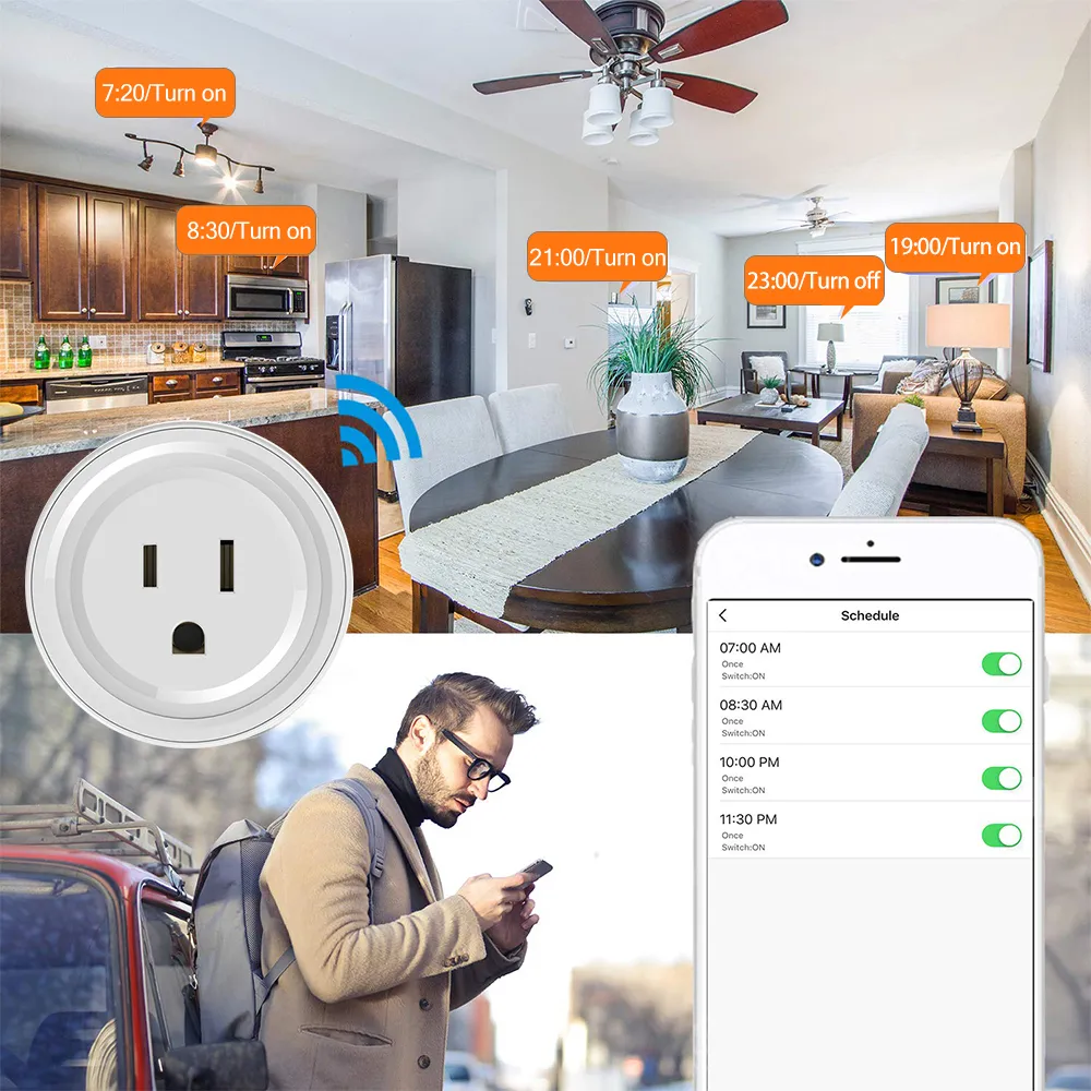 Mini eua wifi plug tomada de temporização inteligente tomada sem fio controle voz soquetes inteligentes trabalho com alexa google casa tuya app5926932