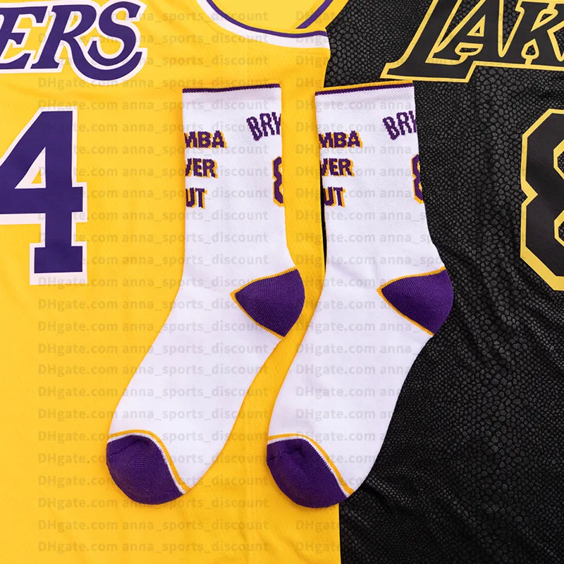 Lakers Lila Gold Farbe passende Basketballsocken bequeme atmungsaktive Sportsocken aus reiner Baumwolle 4046Größe ganze Unterstützung7352221