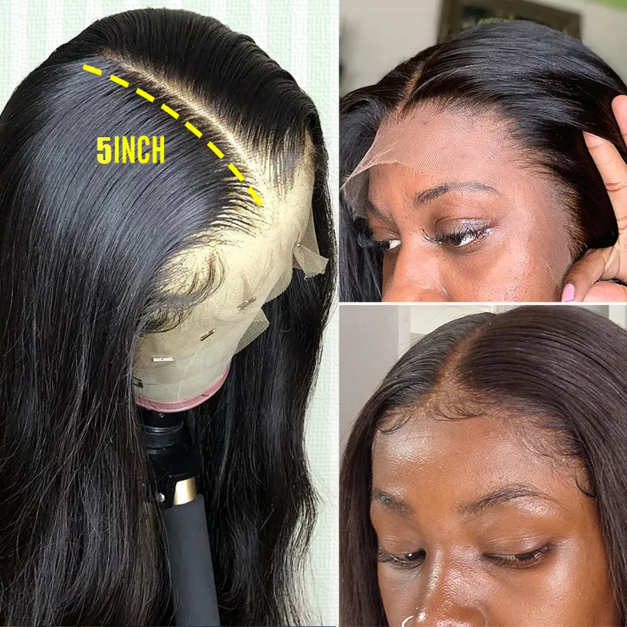 Парик фронта шнурка, прямые парики из натуральных волос на кружеве, перуанский парик для чернокожих женщин, 13x5, глубокая часть, парик на шнурке, Remy Hair3907472