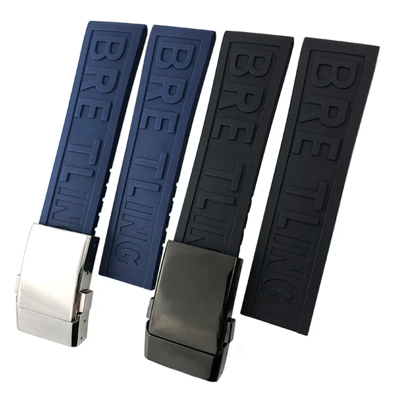 22mm Rubber Silicone Watch Band For Breitling Avenger Series Black Blue Yellow Waterproof Diving Strap Stainless Steel Buckle men3200