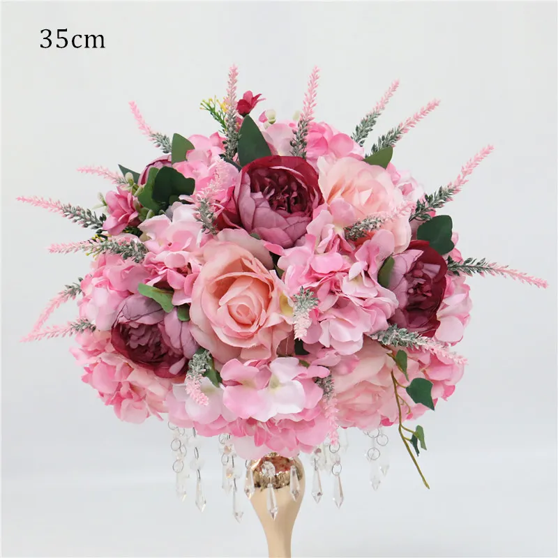 Flores decorativas grinaldas personalizadas 35 45cm flor artificial bola suporte roxo lavanda peças centrais arranjo decoração casamento ar311c