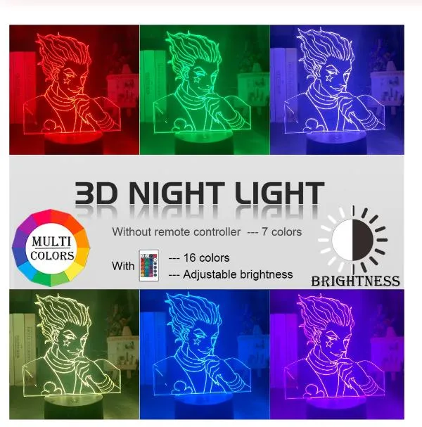 Kids Night Light Geschenk LED Touch Sensor Buntes Schlafzimmer Nachtlicht Anime Hunter x Hunter Dekor helle coole 3D -Lampe Hisoka Gadgets2766