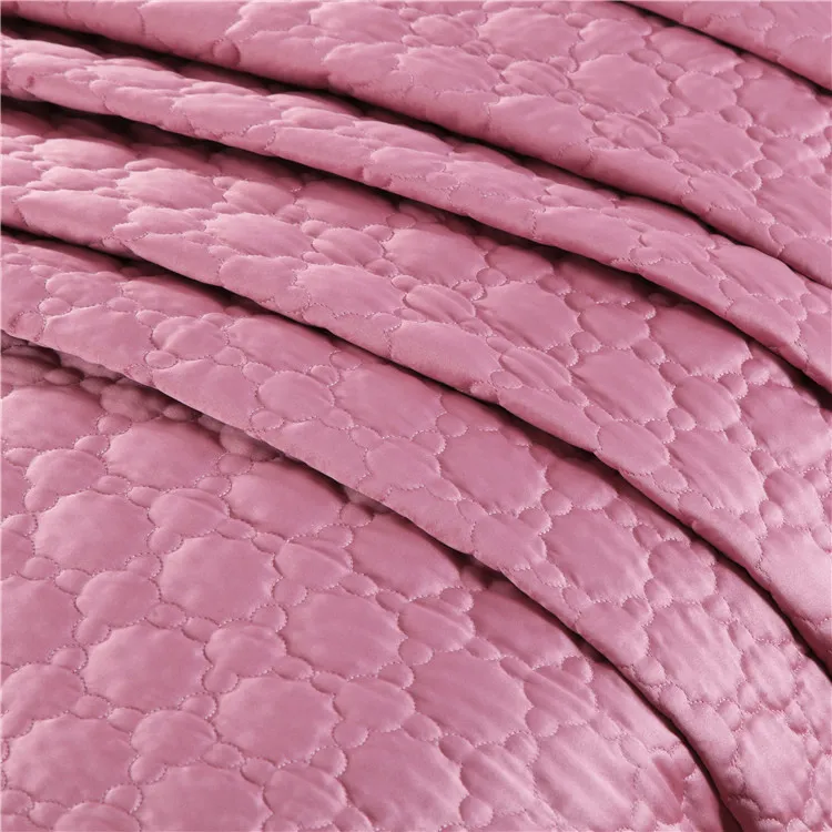 Solid Color Coverlets Rose Pink King Size King Bedspread Sets Polyester Cotton Quilt Cover ...