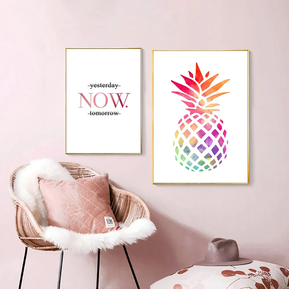 Pôster minimalista aquarela abacaxi, pôsteres e impressões, citações nórdicas, arte de parede, pinturas em tela para sala de estar, sem moldura 2746203