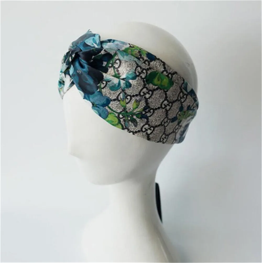 Neue 100 Seide sehr weiche Stirnbänder Damen Frauen Mode hohe Qualität Blüte Blume Vogel elastisches Haarband Mädchen Damen Headwraps1642179