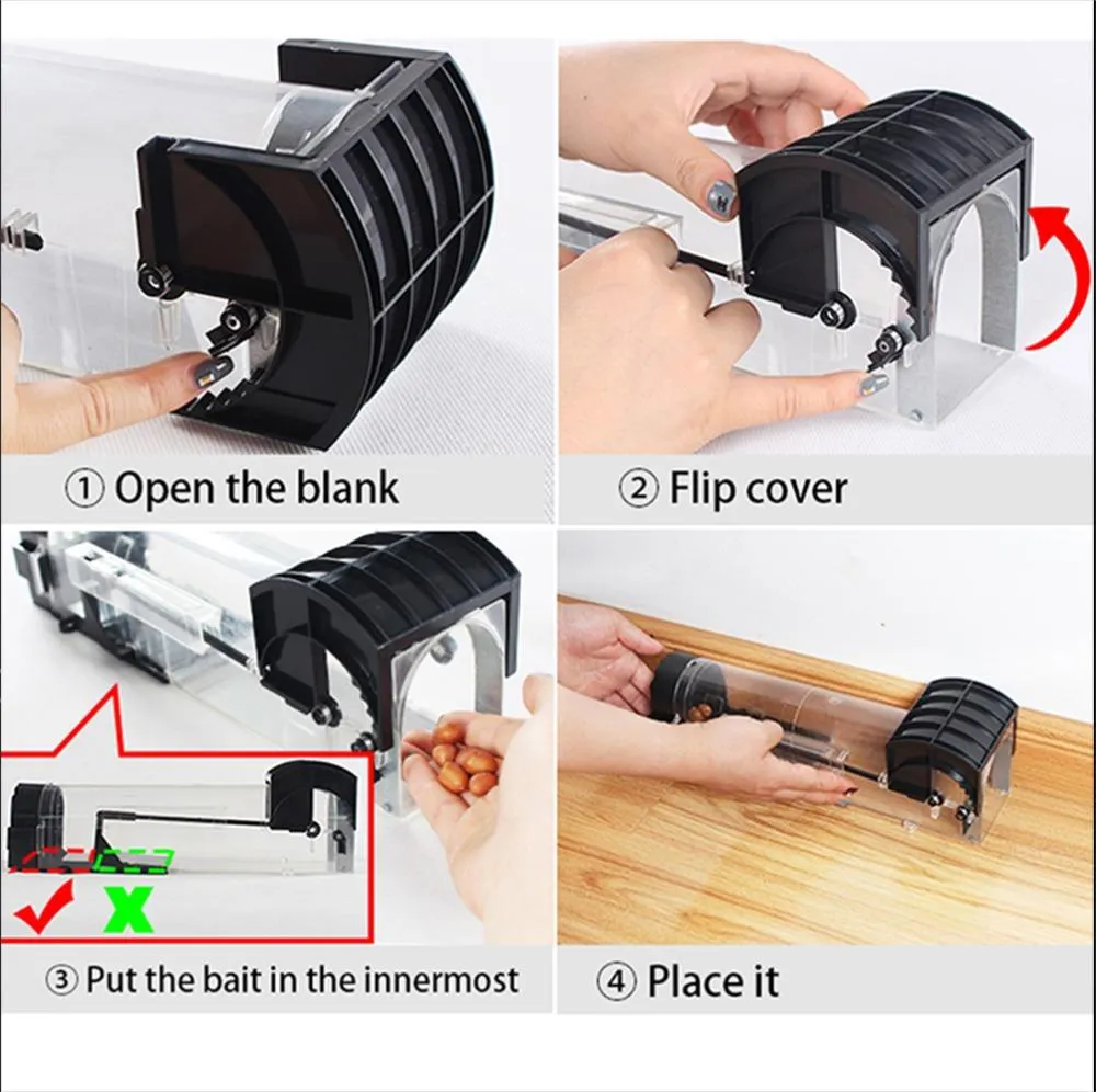 Piège à souris intelligent réutilisable, en plastique transparent, intelligent, sans tuer les rongeurs, piège vivant pour l'intérieur et l'extérieur, contrôle antiparasitaire 222c