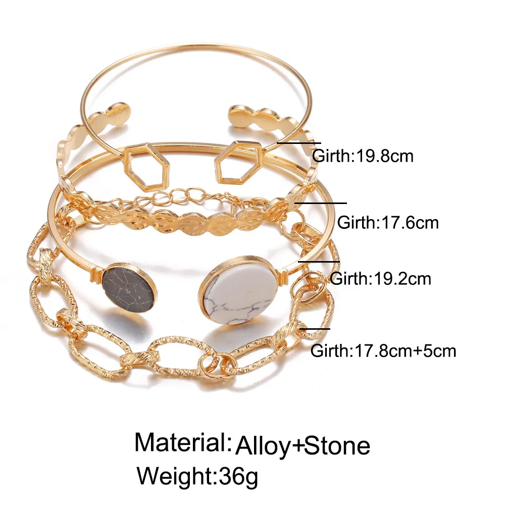 Femmes bohème bracelet à breloques créatif rétro géométrique chaîne Bracelet ensemble bijoux de mode 4 pièces/ensemble