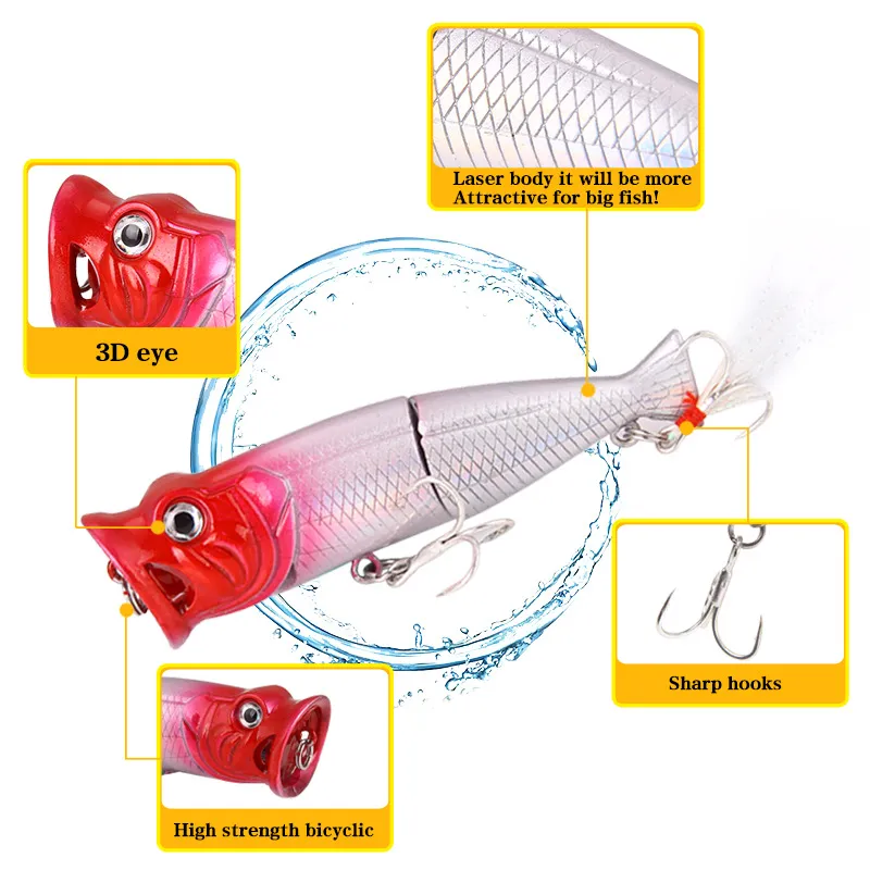 Bionic Fishing Lure Set 8cm 11.1g Popper 3d Printed Fishing Lures For Bass,  Pike, And Swimbait With Treble Hooks Topwater Hard Bait 2302 From Wds542,  $19.31