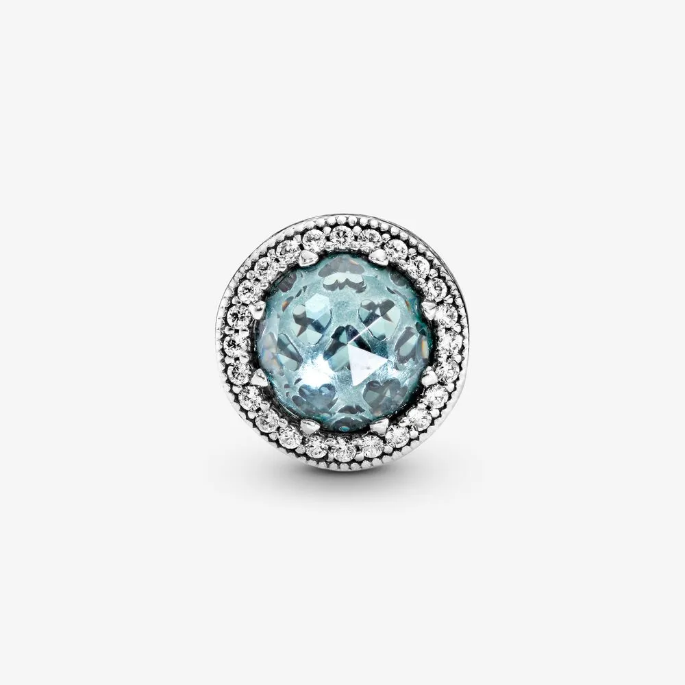 100% 925 Glacier étincelant en argent sterling brillant Blue Charms Fit Original Charm Bracelet Fashion Women Engagement de mariage Jewel 233r