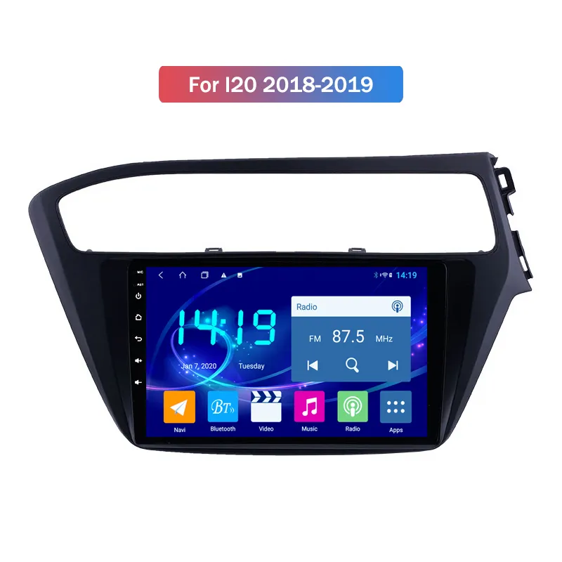 Android 10.0 bilvideo-DVD-spelare för Hyundai i20 2018-2019 Double Din Stereo med Bluetooth 128g IPS-skärm