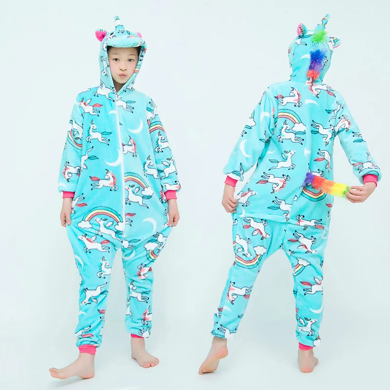 Barn flanell djur pyjamas set barn vinter nattkläder baby spädbarn huva tecknad enicorn pajamas pojkar flickor sömnkläder onesie865421695