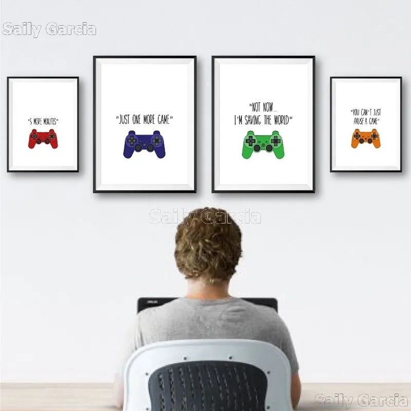 Video Games Quote Canvas Posters Gamer Boy Girl Gift Gaming Sign Game Controller Art Painting Pictures Games Room Wall Decor8021469