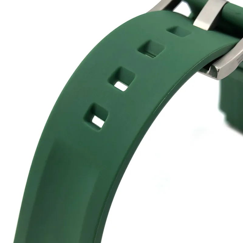 Cinturino in gomma siliconica da 21mm 20mm ruolo Deep Sea Dwell Fibbia pieghevole in acciaio impermeabile Nero Blu Verde GMT Strap267B