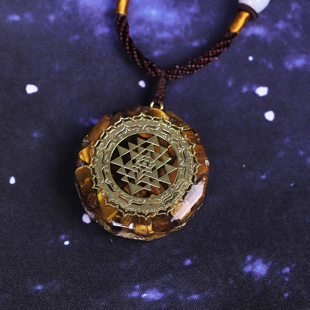 Naszyjnik orgonitu Sri Yantra Wiselant Sacred Geometria Tiger Naszyjnik energii oka dla kobiet biżuteria CX20072135570241072501