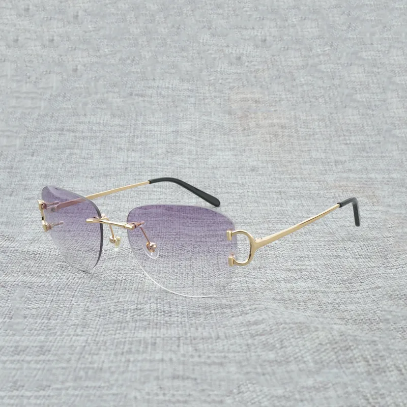 Vintage bez obręczy kwadratowe okulary przeciwsłoneczne C MĘŻCZYZNIE OCULOS CHOLE DIOND CUTHTING METAL RAME Owalne Gafas Kobiety do jazdy na plaży 4014323