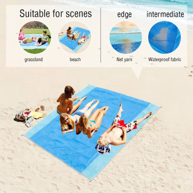 Mata plażowa przenośna niebieska mata plażowa dywan antypoślizgowy na zewnątrz do wsparcia upuści WY7181334R