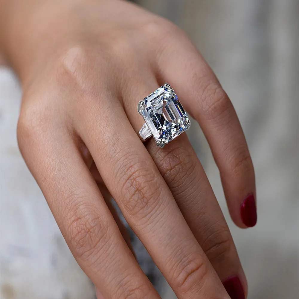 Solitario rectángulo grande anillo de boda para mujer anillo de compromiso fiesta de noche elegante joyería de moda femenina Gifts1799853