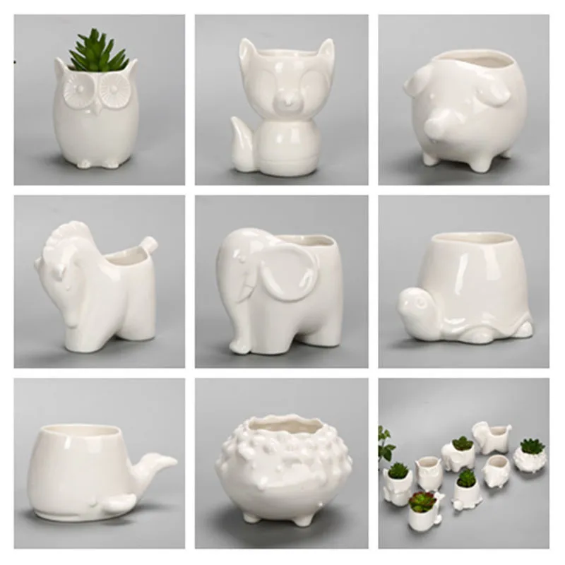 YeFine Creative Ceramic Flowerpot Planter Garden Planters Jardin Bonsai Desk Succulent Flower Pot Cute Animal Pots Y2007092423