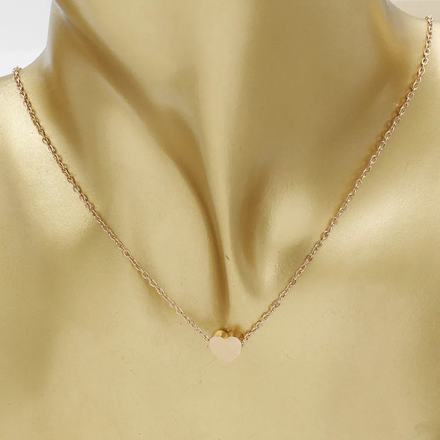 Collana girocollo Acciaio inossidabile Oro rosa Argento Catena clavicola Collane con ciondolo cuore delicato le donne Gioielli da sposa Regali damigella d'onore