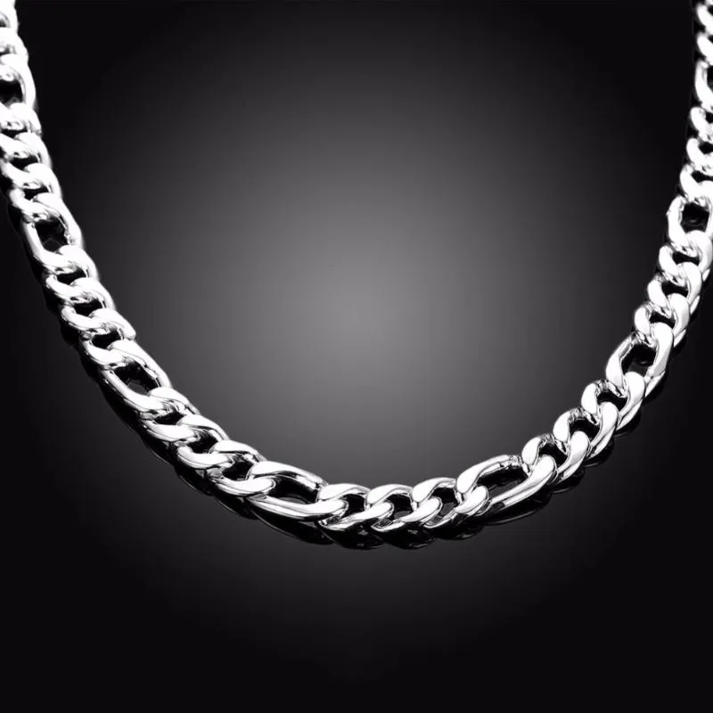 24 Pure Real 925 Sterling Silber Figaro Ketten Halsketten Frauen Männer Schmuck Freund Freund Geschenk 60 cm 10mm Colier Whole2436