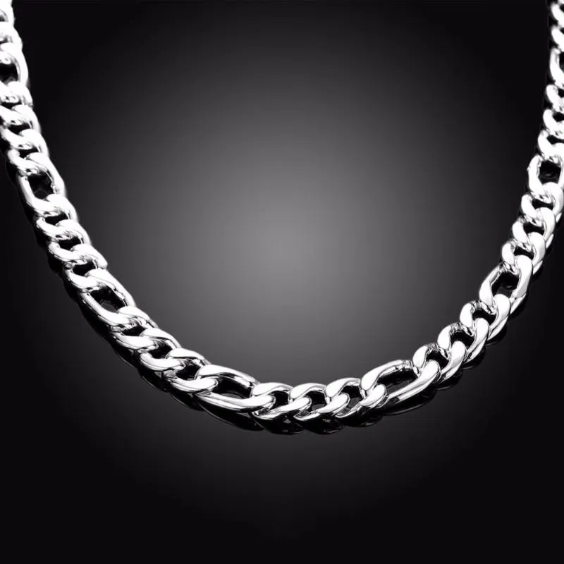 24 puro real 925 prata esterlina figaro correntes colares mulheres homens jóias menino amigo presente 60cm 10mm colier whole266f