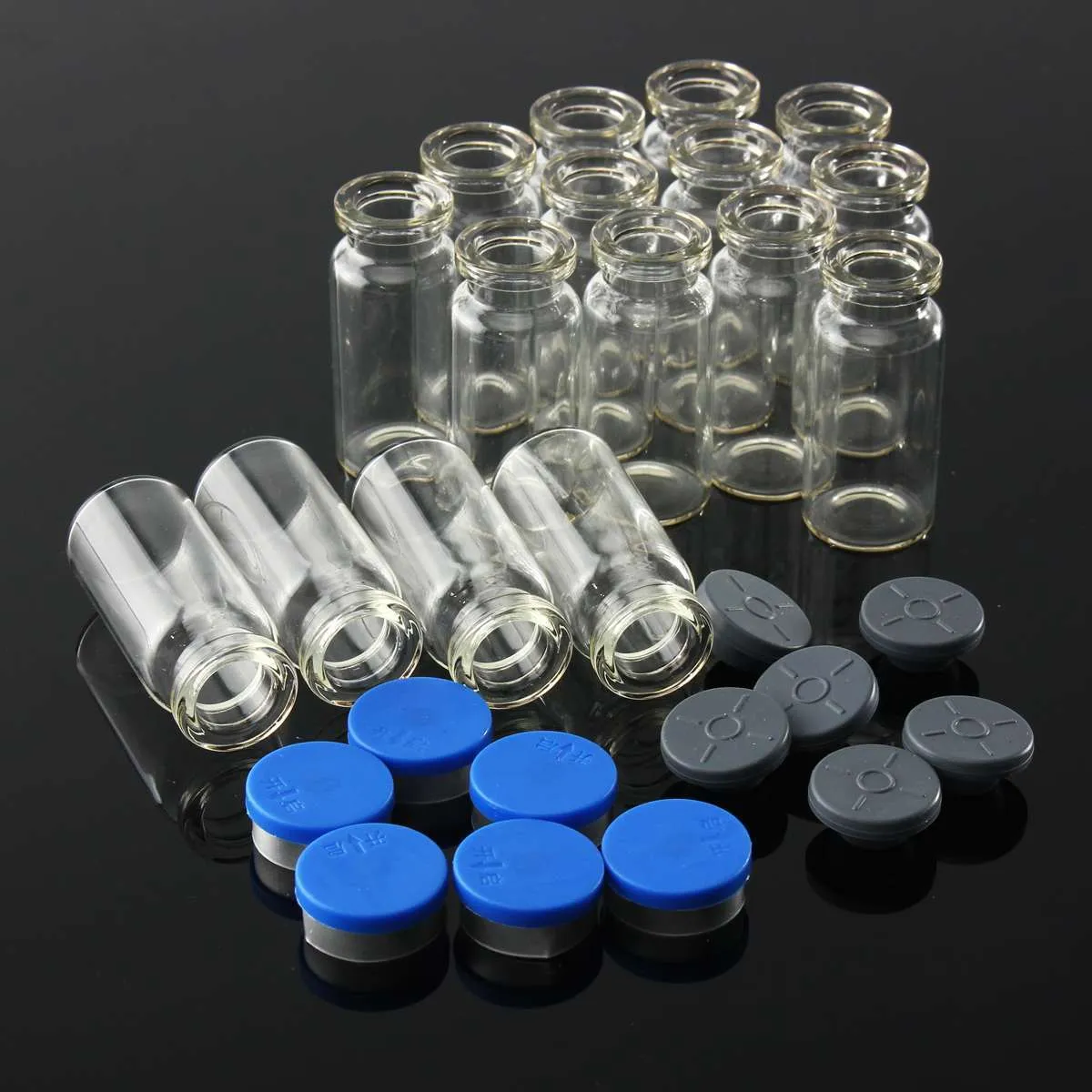 100 Stück 10 ml klare Injektionsglasfläschchen/Stopfen mit Flip-Off-Kappen, kleine Medizinflaschen, experimentelle Testflüssigkeitsbehälter CX200724