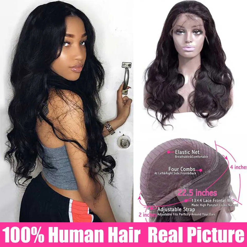 Perruque Lace Front Wig Body Wave brésilienne sans colle, cheveux naturels, pre-plucked, densité 5837661, pour femmes noires