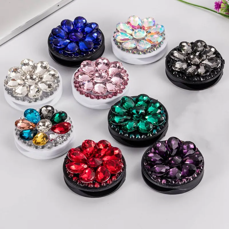 Phone Holder Phone Socket Fashion Crystal Bling Cellphone Holder Stand Finger Ring Bracket Extensible Mount foldable Phone stent8658001