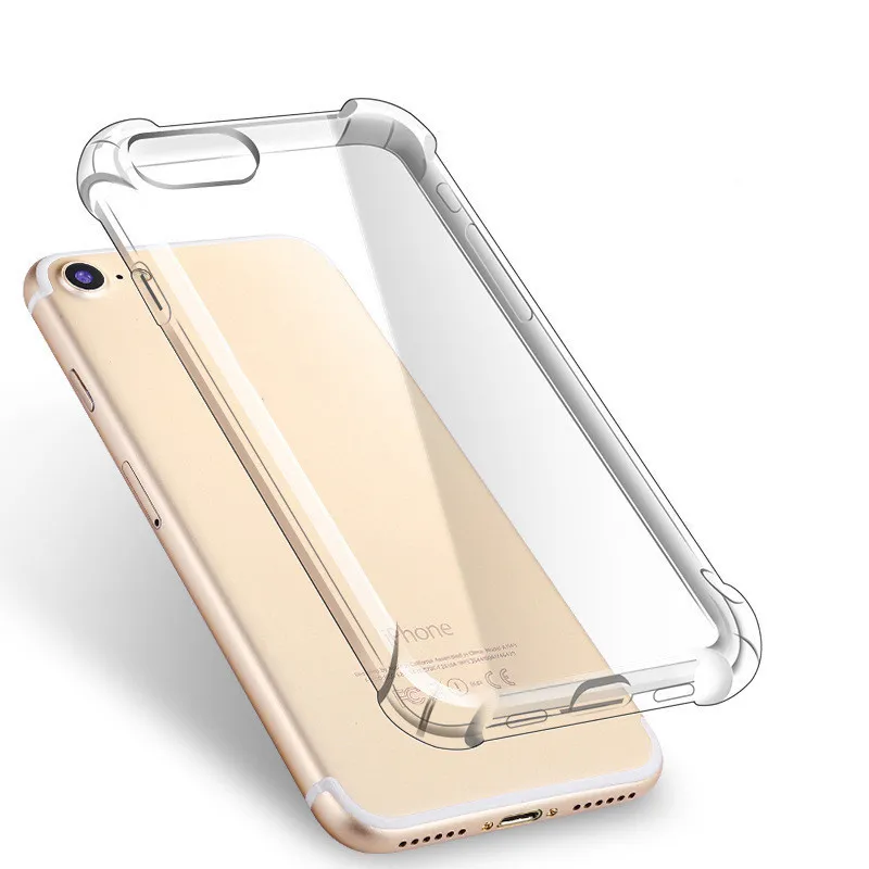 Transparent Phone Case for iPhone 11 Pro MAX XS XR X for Samsung Note 10 S10 S20 Anti-knock TPU Protective Shockproof Clear Cover