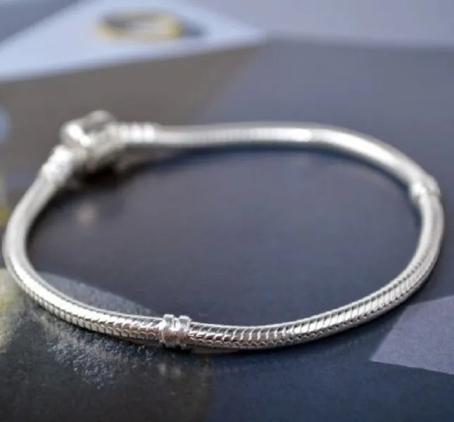 Bracelet en argent serpent chaînes bijoux à bricoler soi-même cadeau accessoires Fit Style européen breloque perle Bracelet Bracelet pour hommes femmes 16cm-23cm