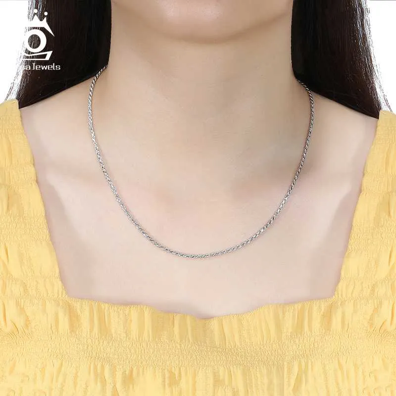 ORSA Jewels Diamond-Cut Rope Chain Halsband Real 925 Silver 1 2mm 1 5mm 1 7mm Neckkedja för kvinnor Män smycken gåva OSC292466