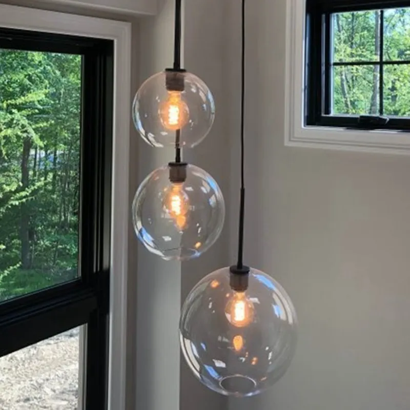 Phezen Glass Ball Hanglampen Loft Set van 3 Hanglamp Eettafel Keukenteller Moderne ophanging Hanglamp Lighting