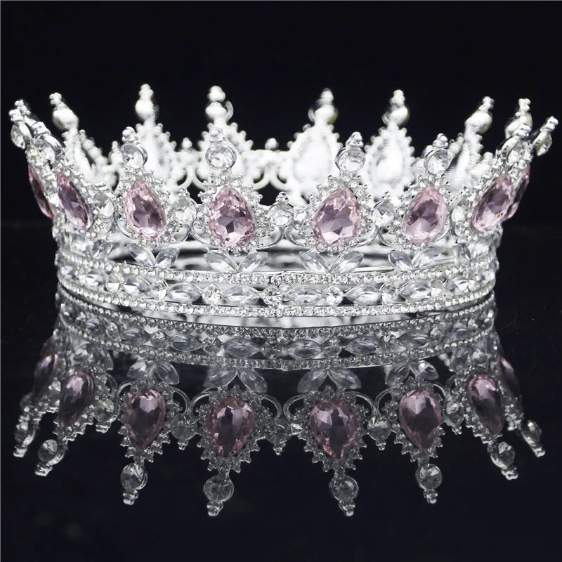 Crystal Vintage Royal Queen King Tiaras och krönar män Kvinnor Pageant Prom Diadem Ornament Bröllop hår smycken tillbehör y200723142