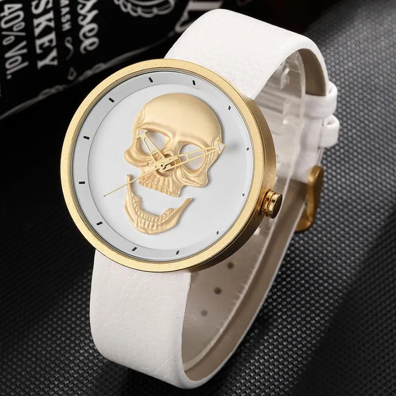Wristwatches Watch Male Couple Skull Watches Men Women Ladies Gold Punk Skeleton Quartz Cool Man Wrist Female Relogio Masculino291v