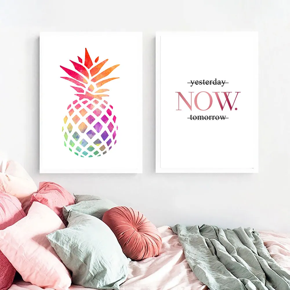 Affiche minimaliste aquarelle ananas affiches et impressions citations nordiques peintures sur toile d'art mural pour salon sans cadre2746203