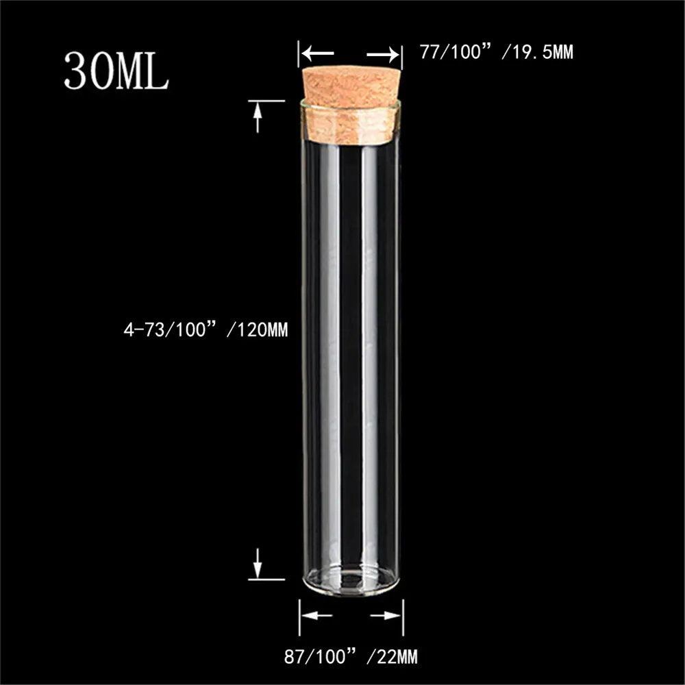 22x120 mm 30 ml lege glas transparante heldere flessen met kurkstopglass injectieflaconsen potten opslagflessen testbuis potten lot cx8629439