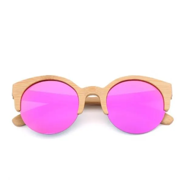 BEMUCNA – lunettes de soleil œil de chat pour femmes et hommes, verres de soleil de styliste en bois semi-sans monture, en bambou, UV4002291, 2022