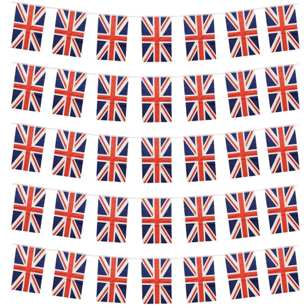 10m Union Jack Bunting Pendant vlaggen Britse banner Fabric vlag Decoratie voor verjaardag Wedding Party National Day Celebration BFU5799334
