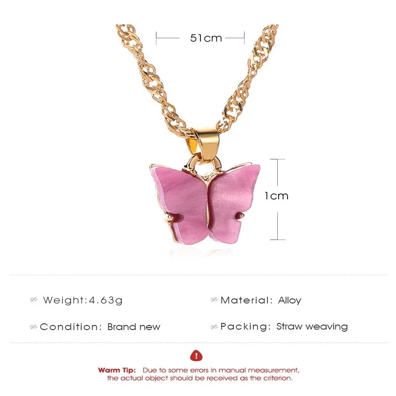 Mayforest mode colliers ras du cou filles mode or rose papillon pendentif collier pour femmes élégant doux bijoux cadeau 2020 Wh1965159