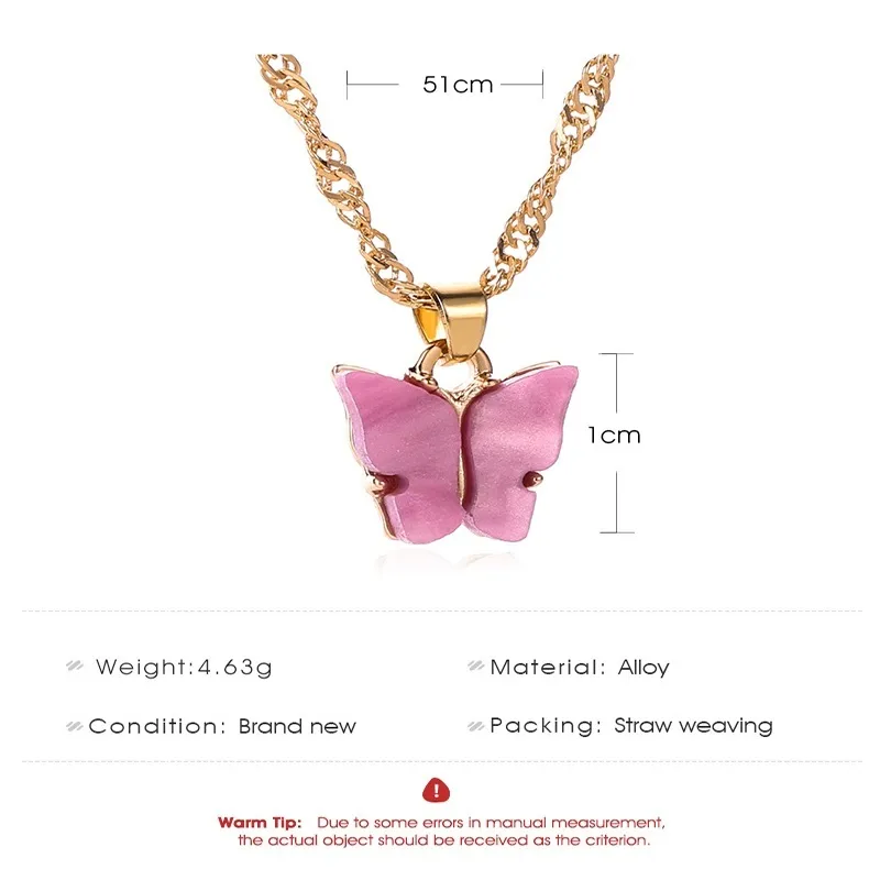 Mayforest modowe naszyjniki Dziewczęce Dziewczęta Moda Różowy Złoty Motyl Naszyjnik dla kobiet Elegancki słodka biżuteria Prezent 2020 WH6746807