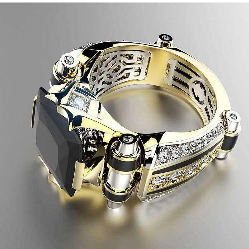 highend haojie buitenlandse handel nieuwe gegalvaniseerde diamanten set heren dominante ring europese en amerikaanse mode creatieve kleur sepa3242979