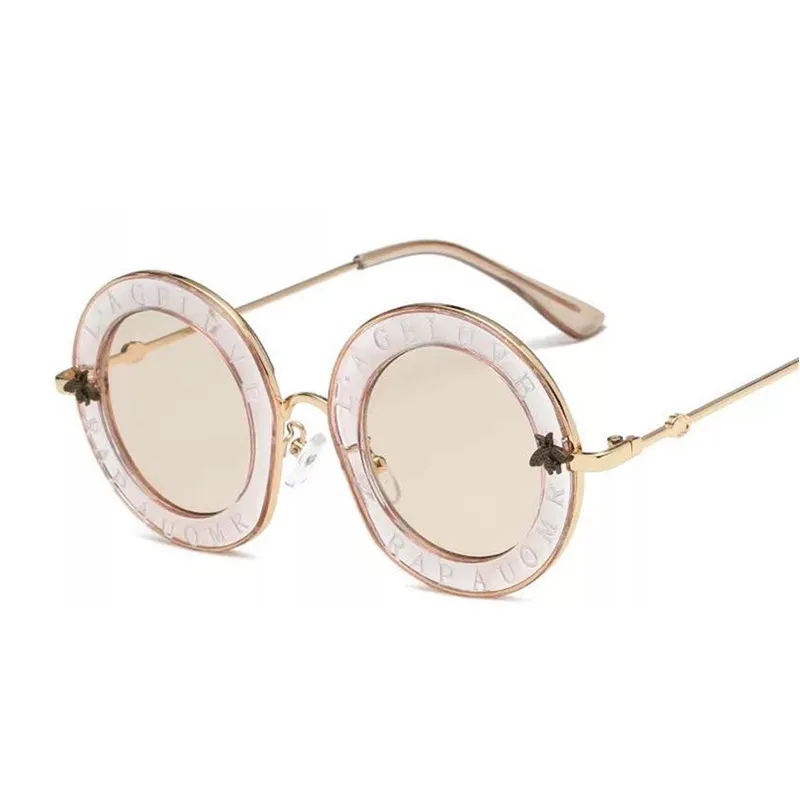 2020 Produits Bee Designer Luxury Femmes Sunglasses Pink Fashion Round Lettre Round Match Vintage Retro Metal Frame Sunglasses Women9687007