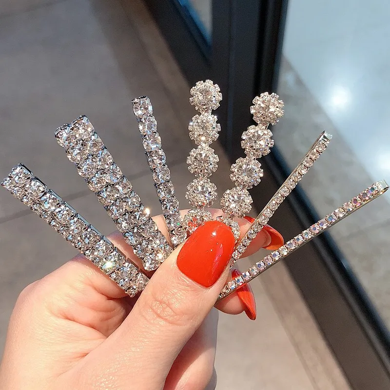 Clip di cristallo accessori capelli da donna Spille eleganti con strass pieni Tiara lucida Impugnature di lusso213p