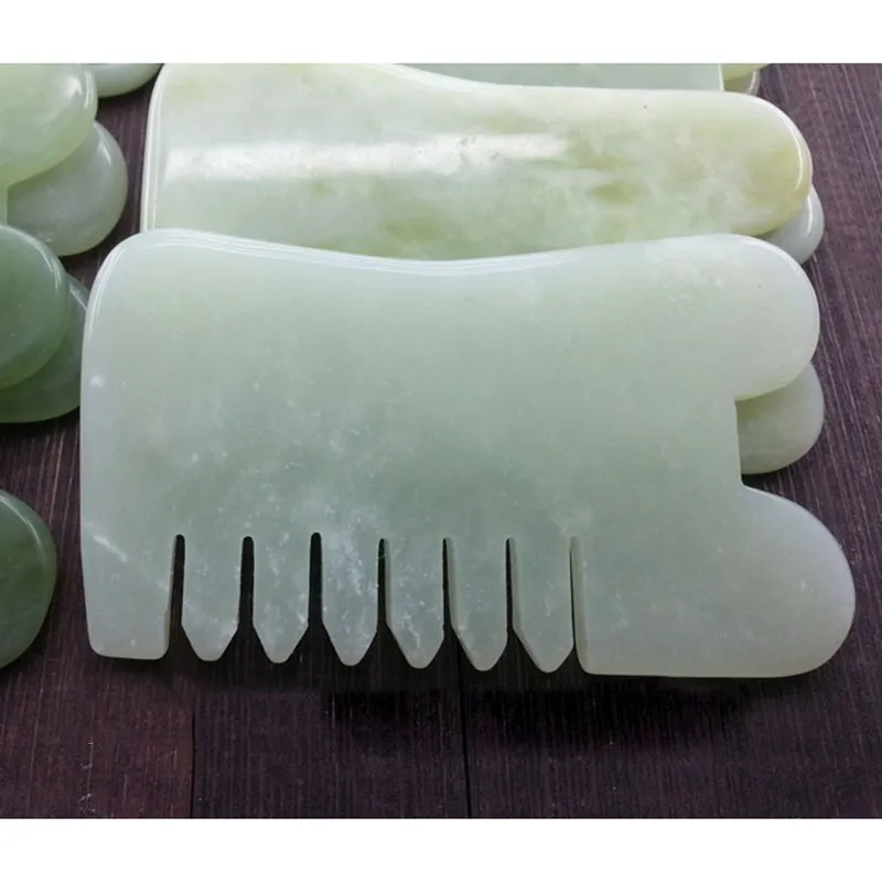 Natural Jade Massager Kamm Multifunktional Handheld Stone Head und Meridians Combs Guasha Board Form Massage Handentspannung Tool3633900