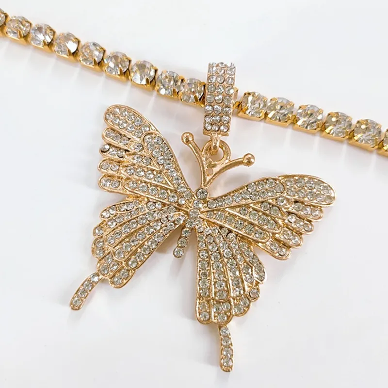 Collier de luxe en strass pour femmes, grand papillon, chaîne de Tennis, ras du cou en cristal, bijoux de mariage, cadeau 273e